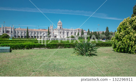 The Jeronimos Monastery or Hieronymites Monastery in Lisbon, Portugal timelapse hyperlapse 132296911