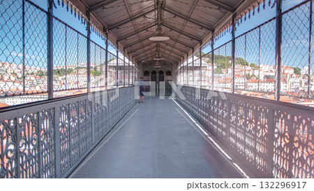 Elevador de Santa Justa, Lisbon, Portugal. Inside view timelapse Elevador de Santa Justa, Lisbon, Portugal. Inside view timelapse 132296917
