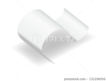 Blank payment check and receipts with shadow. Curved financial paper, purchase invoice. Buying, bill or calculate pay. Receipt the seller form Blank payment check and receipts with shadow. Curved financial paper, purchase invoice. Buying, bill or calculate pay. Receipt the seller form 132296936