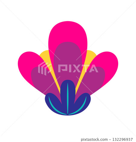 Mexican traditional flower. Ethnic embroidery decoration. Ornate folk graphic, wallpaper element. Festive mexican floral motif. Vector illustration Mexican traditional flower. Ethnic embroidery decoration. Ornate folk graphic, wallpaper element. Festive mexican floral motif. Vector illustration 132296937