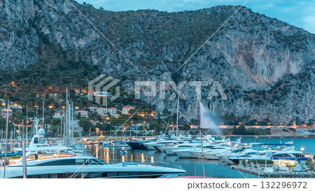 Port and landscape timelapse of Beaulieu sur mer, France. 132296972