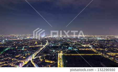 The city skyline at night. Paris, France. Taken from the tour Montparnasse timelapse The city skyline at night. Paris, France. Taken from the tour Montparnasse timelapse 132296980