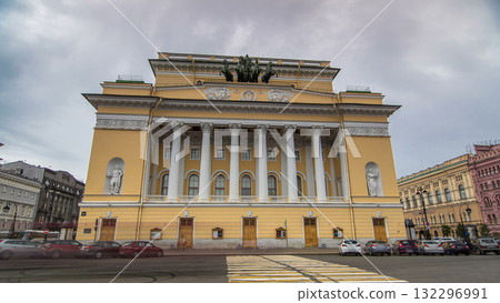 The rear facade of the building of the Alexandrinsky Theatre timelapse hyperlapse in St. Petersburg The rear facade of the building of the Alexandrinsky Theatre timelapse hyperlapse in St. Petersburg 132296991