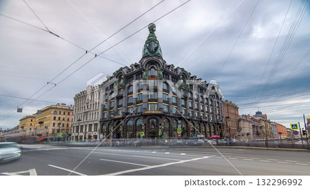 Singer House at the Saint Petersburg timelapse hyperlapse. Singer House at the Saint Petersburg timelapse hyperlapse. 132296992