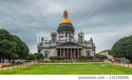 St. Isaac Cathedral timelapse hyperlapse in Saint-Petersburg, Russia. Sityscape St. Isaac Cathedral timelapse hyperlapse in Saint-Petersburg, Russia. Sityscape 132296996