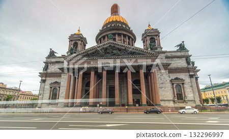 St. Isaac Cathedral timelapse hyperlapse in Saint-Petersburg, Russia. Sityscape St. Isaac Cathedral timelapse hyperlapse in Saint-Petersburg, Russia. Sityscape 132296997