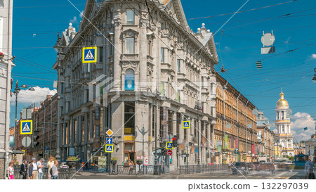 Crossroads five corners timelapse. ST. Petersburg, Russia Crossroads five corners timelapse. ST. Petersburg, Russia 132297039