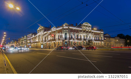 Beloselsky-Belozersky Palace from Anichkov Bridge night timelapse hyperlapse, St. Petersburg, Russia Beloselsky-Belozersky Palace from Anichkov Bridge night timelapse hyperlapse, St. Petersburg, Russia 132297051
