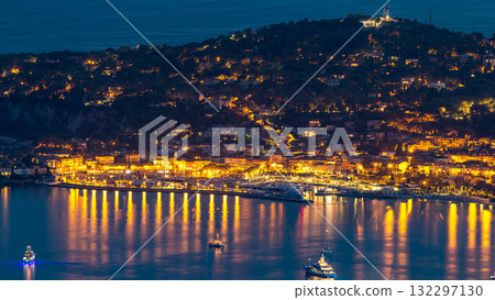 Yachts in port of Saint-Jean-Cap-Ferrat day to night timelapse, France Yachts in port of Saint-Jean-Cap-Ferrat day to night timelapse, France 132297130