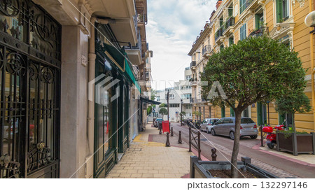 Beautiful old architecture style of residential buildings in the old city center timelapse hyperlapse in Monte Carlo in Monaco 132297146