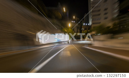 Monaco city roads traffic at night with car light trails timelapse hyperlapse drivelapse 132297150