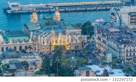 Cityscape of Monte Carlo, Monaco day to night transition timelapse 132297153