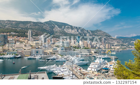 Monte Carlo city aerial panorama timelapse. Monte Carlo city aerial panorama timelapse. 132297154