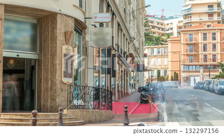Beautiful old architecture style of residential buildings in the old city center timelapse in Monte Carlo in Monaco 132297156