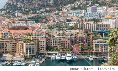 Panoramic view of Fontvieille timelapse - new district of Monaco. Panoramic view of Fontvieille timelapse - new district of Monaco. 132297170
