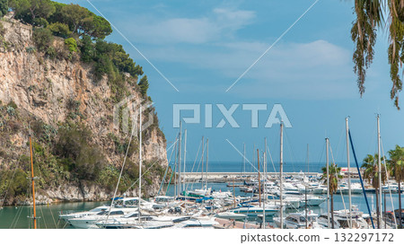 Panoramic view of Fontvieille timelapse - new district of Monaco. 132297172