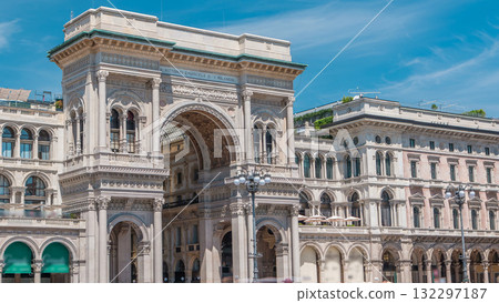 The Galleria Vittorio Emanuele II timelapse on the Piazza del Duomo Cathedral Square . The Galleria Vittorio Emanuele II timelapse on the Piazza del Duomo Cathedral Square . 132297187