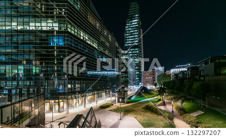 Milan Porta Nuova business district at night timelapse 132297207
