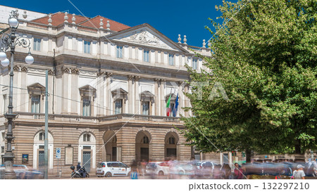 Main concert hall of Teatro alla Scala, an opera house timelapse in Milan, Italy. 132297210