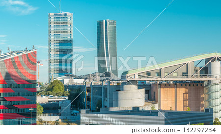 Modern buildings in the new area of Portello timelapse, Milan, Italy Modern buildings in the new area of Portello timelapse, Milan, Italy 132297234