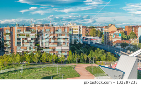 Modern buildings in the new area of Portello timelapse, Milan, Italy 132297235