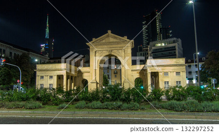 The Porta Nuova city gates night timelapse hyperlapse in Milan Italy The Porta Nuova city gates night timelapse hyperlapse in Milan Italy 132297252