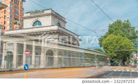 A street view of beautiful historic landmark - Porta Venezia timelapse A street view of beautiful historic landmark - Porta Venezia timelapse 132297253