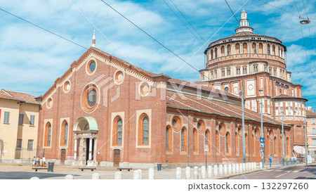 Santa Maria delle Grazie timelapse with blue cloudy sky. 132297260