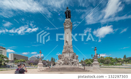 The Marquess of Pombal Square timelapse hyperlapse is an important roundabout in the city of Lisbon, Portugal 132297303