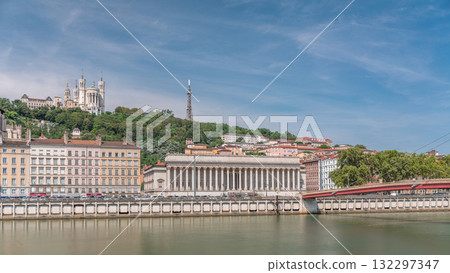 Timelapse hyperlapse of the Lyon Court of Appeal, a neo-classical courthouse at Place Duquaire in Lyon's 5th arrondissement. France Timelapse hyperlapse of the Lyon Court of Appeal, a neo-classical courthouse at Place Duquaire in Lyon's 5th arrondissement. France 132297347