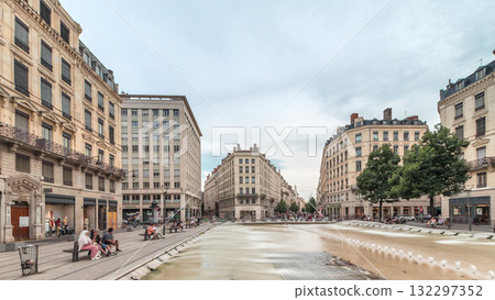 Hyperlapse of Place de la Republique in the historical center of Lyon, France. 132297352