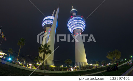 The Kuwait Towers timelapse hyperlapse - the best known landmark of Kuwait City. Kuwait, Middle East The Kuwait Towers timelapse hyperlapse - the best known landmark of Kuwait City. Kuwait, Middle East 132297401