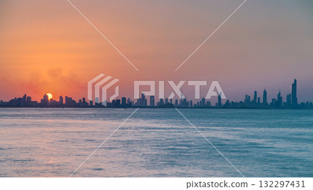 Kuwait cityscape during the sunset timelapse Kuwait cityscape during the sunset timelapse 132297431
