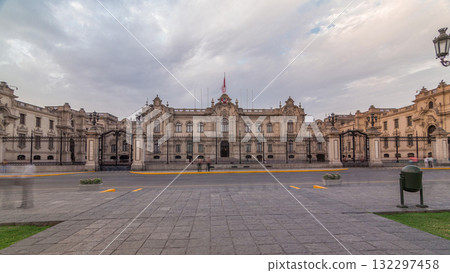 Palacio de Gobierno or The Government Palace also known as House of Pizarro timelapse hyperlapse. 132297458