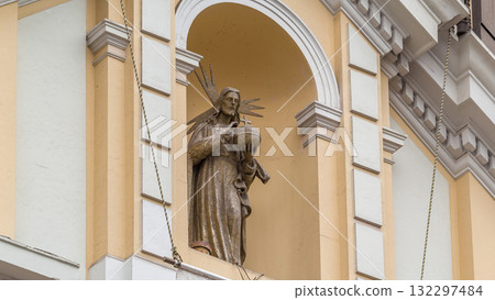 Statue on Basilica of San Pedro timelapse hyperlapse built by the Society of Jesus in the sixteenth century. Lima, Peru Statue on Basilica of San Pedro timelapse hyperlapse built by the Society of Jesus in the sixteenth century. Lima, Peru 132297484