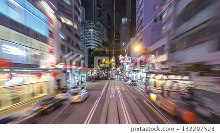View from double-decker tram on street of HK timelapse hyperlapse. View from double-decker tram on street of HK timelapse hyperlapse. 132297523