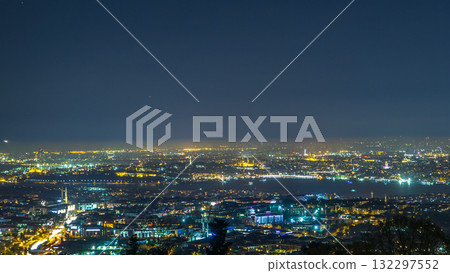Night timelapse top view of besiktas district in istanbul taken from asian part of the city. 132297552