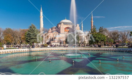 Hagia Sophia timelapse hyperlapse with a fountain, Istanbul, Turkey Hagia Sophia timelapse hyperlapse with a fountain, Istanbul, Turkey 132297557
