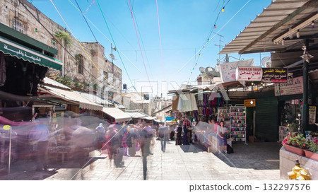 The colorful souk in the old city of Jerusalem Israel timelapse hyperlapse 132297576