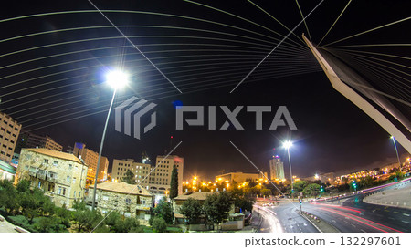 View from the bridge by Santiago Calatrava timelapse hyperlapse at the entrance to Jerusalem 132297601