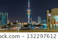 The Liberation Tower timelapse hyperlapse in Kuwait City illuminated at night. Kuwait, Middle East 132297612