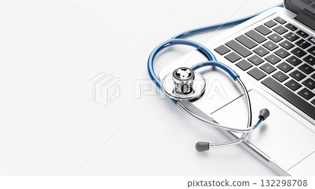 A stethoscope and laptop computer symbolize the fusion of medicine and technology A stethoscope and laptop computer symbolize the fusion of medicine and technology 132298708