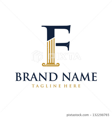 luxurious letter F logo design template of law firm, lawyer luxurious letter F logo design template of law firm, lawyer 132298765