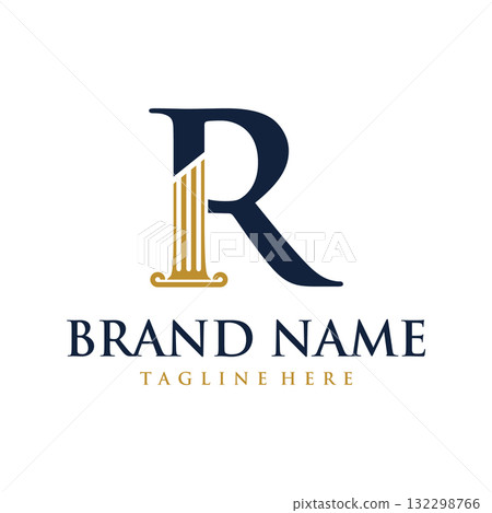 luxurious letter R logo design template of law firm, lawyer luxurious letter R logo design template of law firm, lawyer 132298766
