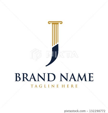 luxurious letter J logo design template of law firm, lawyer luxurious letter J logo design template of law firm, lawyer 132298772