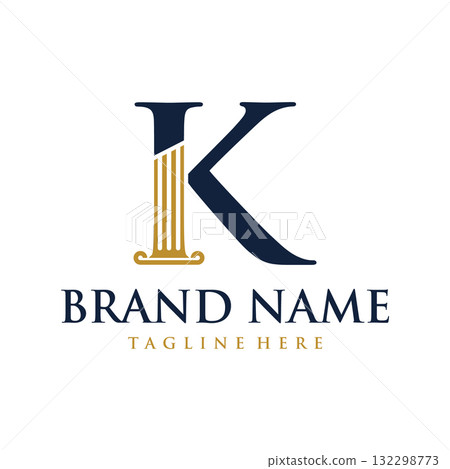 luxurious letter K logo design template of law firm, lawyer luxurious letter K logo design template of law firm, lawyer 132298773