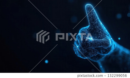 Abstract glowing blue hand pointing up. Digital technology, futuristic concept. 132299056