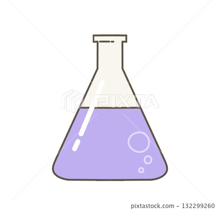 裝滿液體的錐形燒瓶的插圖（用於科學實驗） 132299260