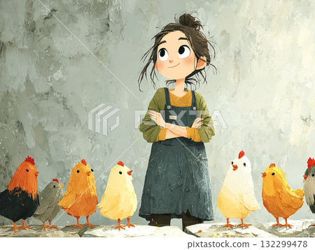 美優系列:年輕女子在雞舍照顧小雞 美優系列:年輕女子在雞舍照顧小雞 132299478