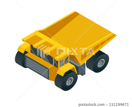 Isometric illustration of a Yellow Dump Truck designed specifically for Construction and Mining use Isometric illustration of a Yellow Dump Truck designed specifically for Construction and Mining use 132299671